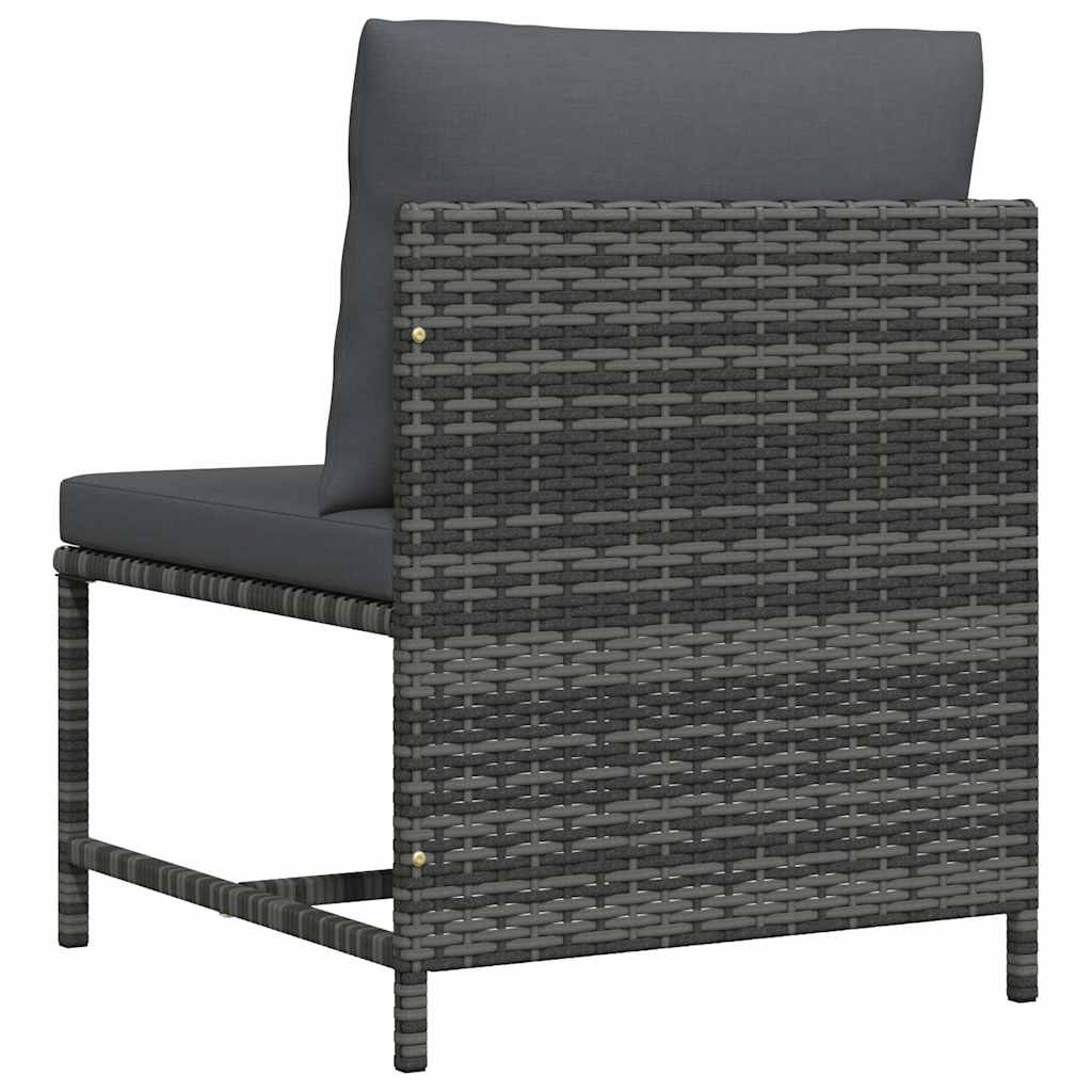 Middle Sofa Grey PE rattan, steel, fabric (100% polyester) One Size