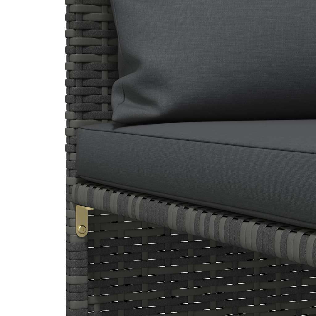 Middle Sofa Grey PE rattan, steel, fabric (100% polyester) One Size