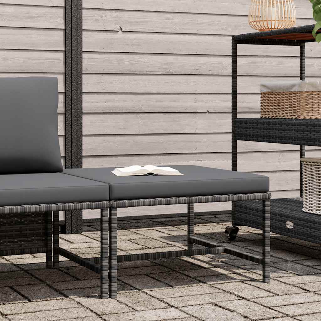 Footrest Grey PE rattan, powder-coated steel Medium Modular