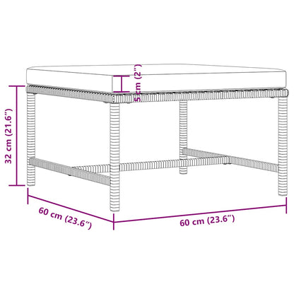 Footrest Grey PE rattan, powder-coated steel Medium Modular