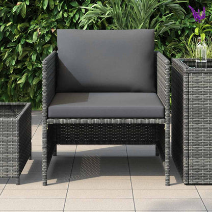 Garden Sofa Grey PE rattan, steel 23.6 in x 23.6 in Modular