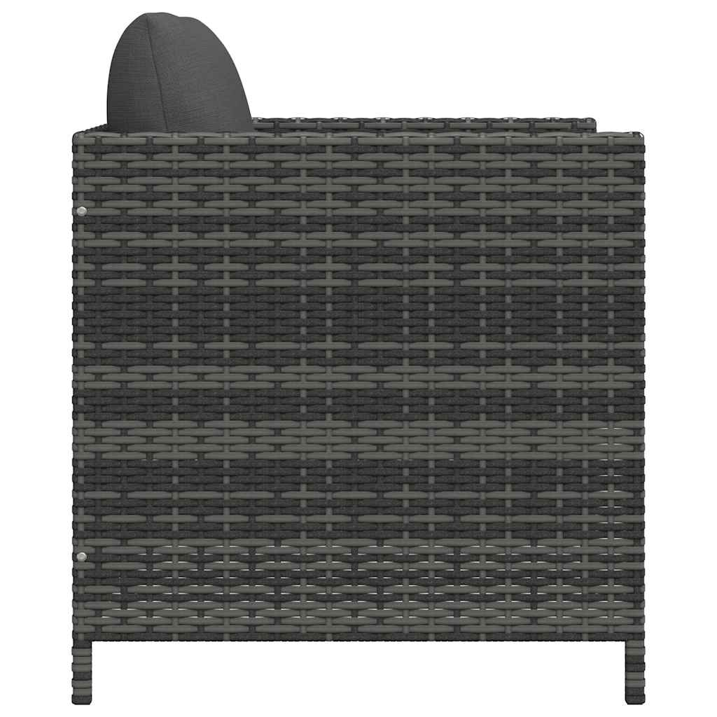 Garden Sofa Grey PE rattan, steel 23.6 in x 23.6 in Modular