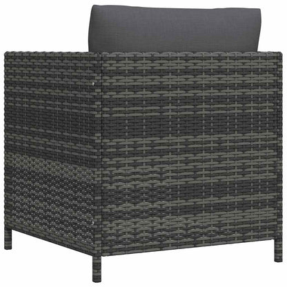 Garden Sofa Grey PE rattan, steel 23.6 in x 23.6 in Modular