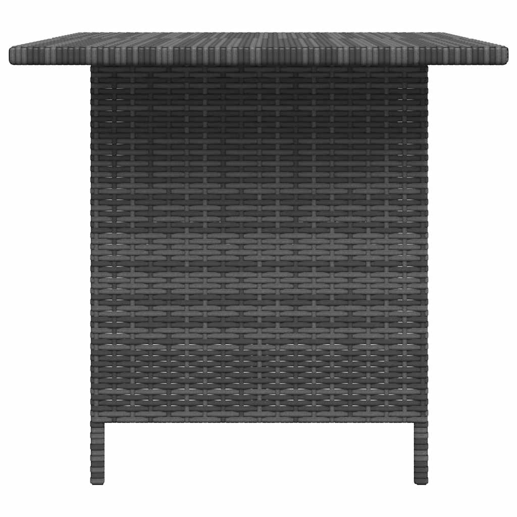 Dining Table Grey PE rattan, Powder-Coated Steel Medium