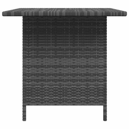 Dining Table Grey PE rattan, Powder-Coated Steel Medium