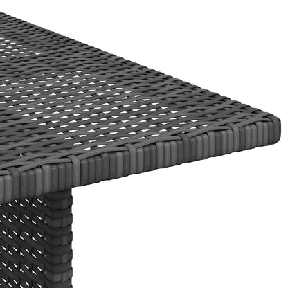 Dining Table Grey PE rattan, Powder-Coated Steel Medium