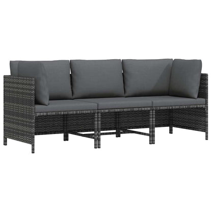 Garden Sofa Grey PE rattan, steel, polyester 3-Seater