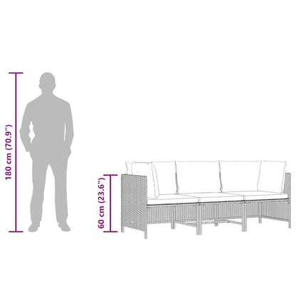 Garden Sofa Grey PE rattan, steel, polyester 3-Seater