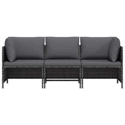 Garden Sofa Grey PE rattan, steel, polyester 3-Seater