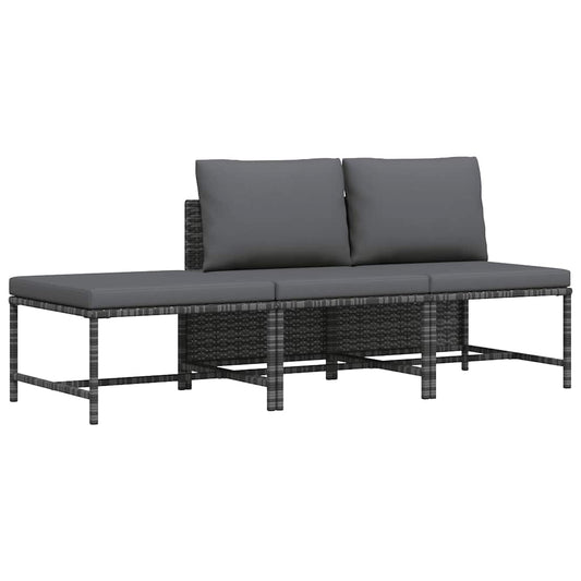 Garden Sofa Set Gray PE rattan, steel Compact Modular