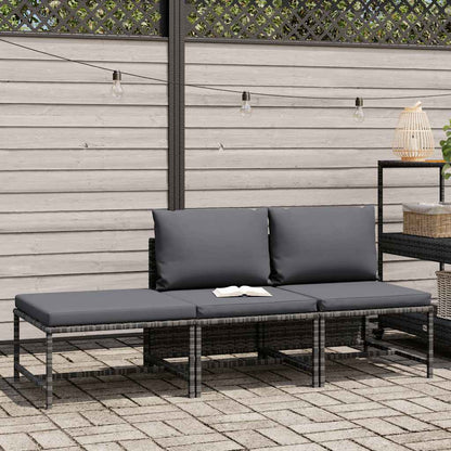 Garden Sofa Set Gray PE rattan, steel Compact Modular