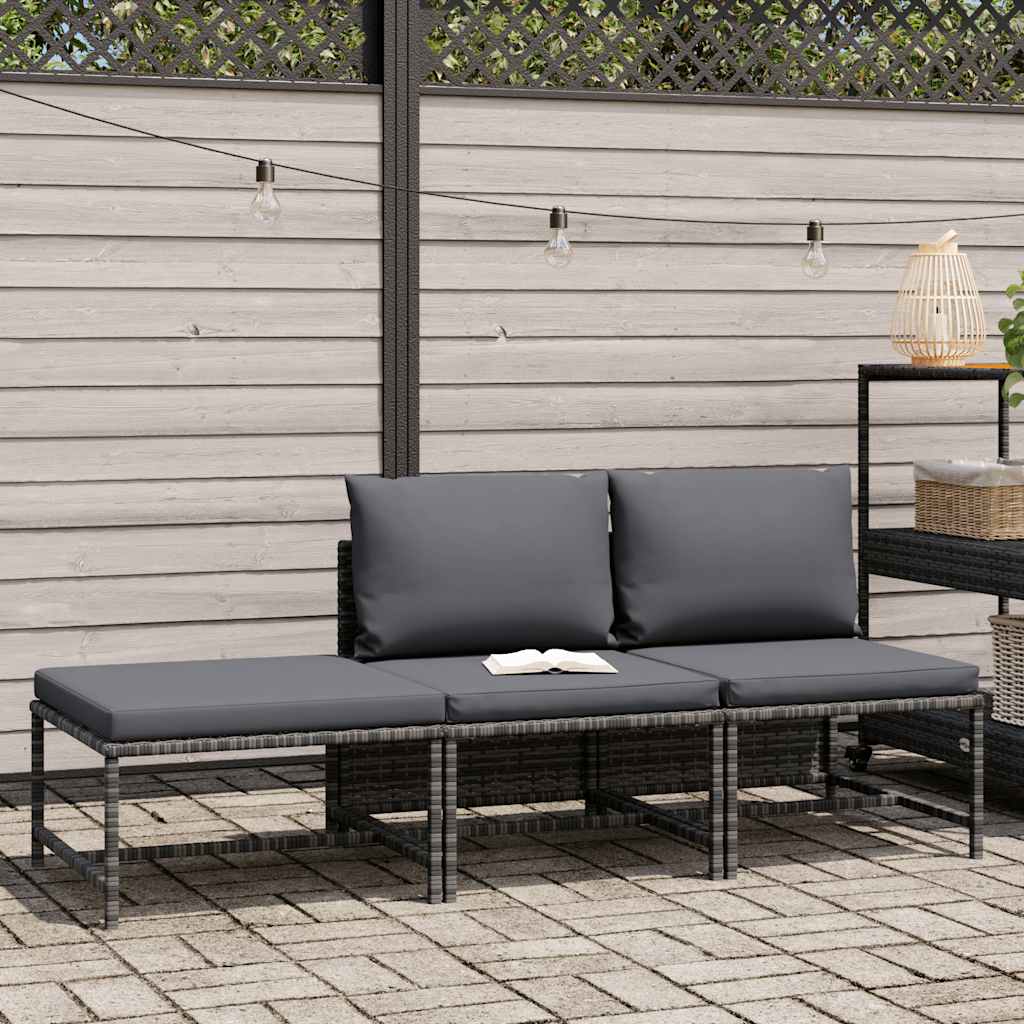 Garden Sofa Set Gray PE rattan, steel Compact Modular