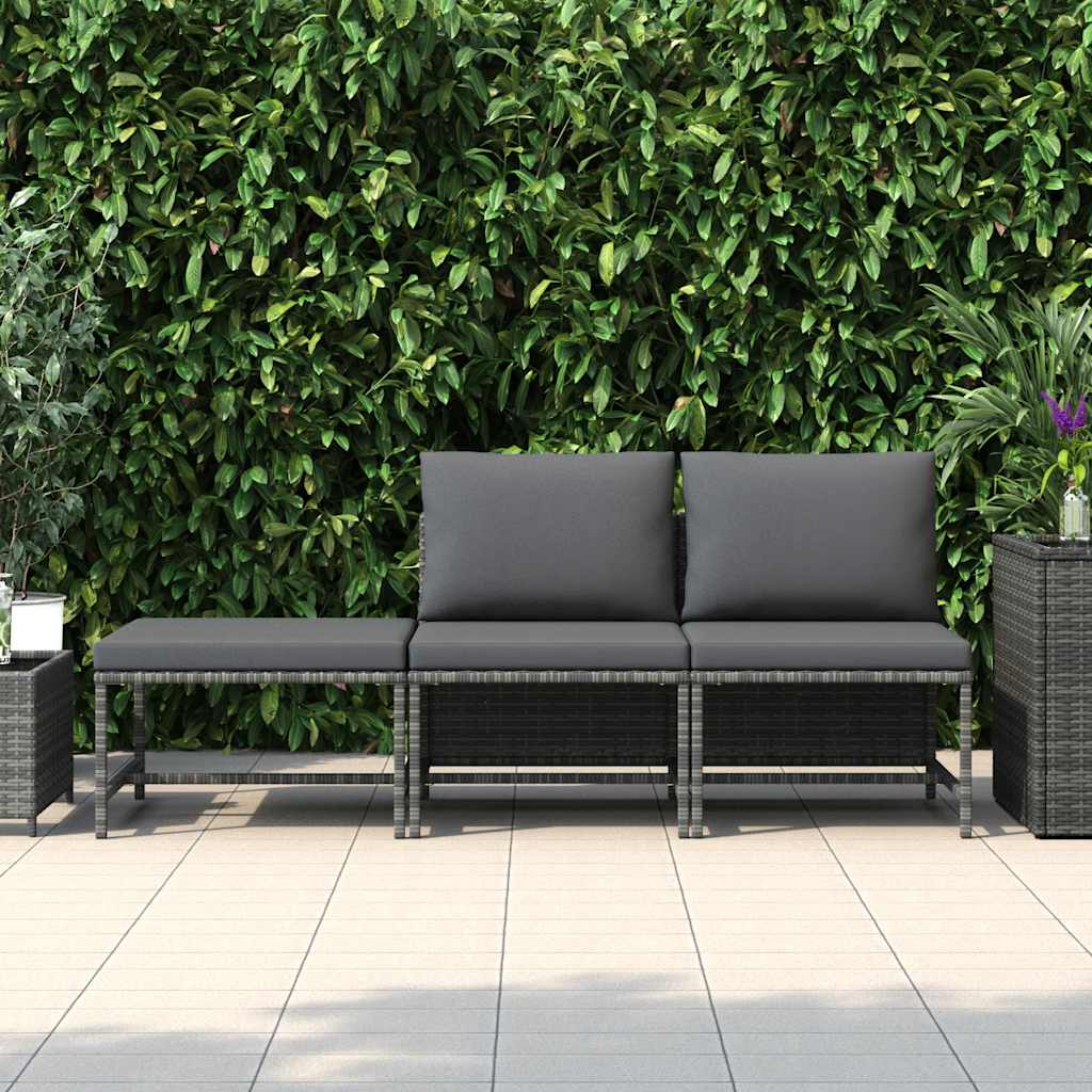 Garden Sofa Set Gray PE rattan, steel Compact Modular