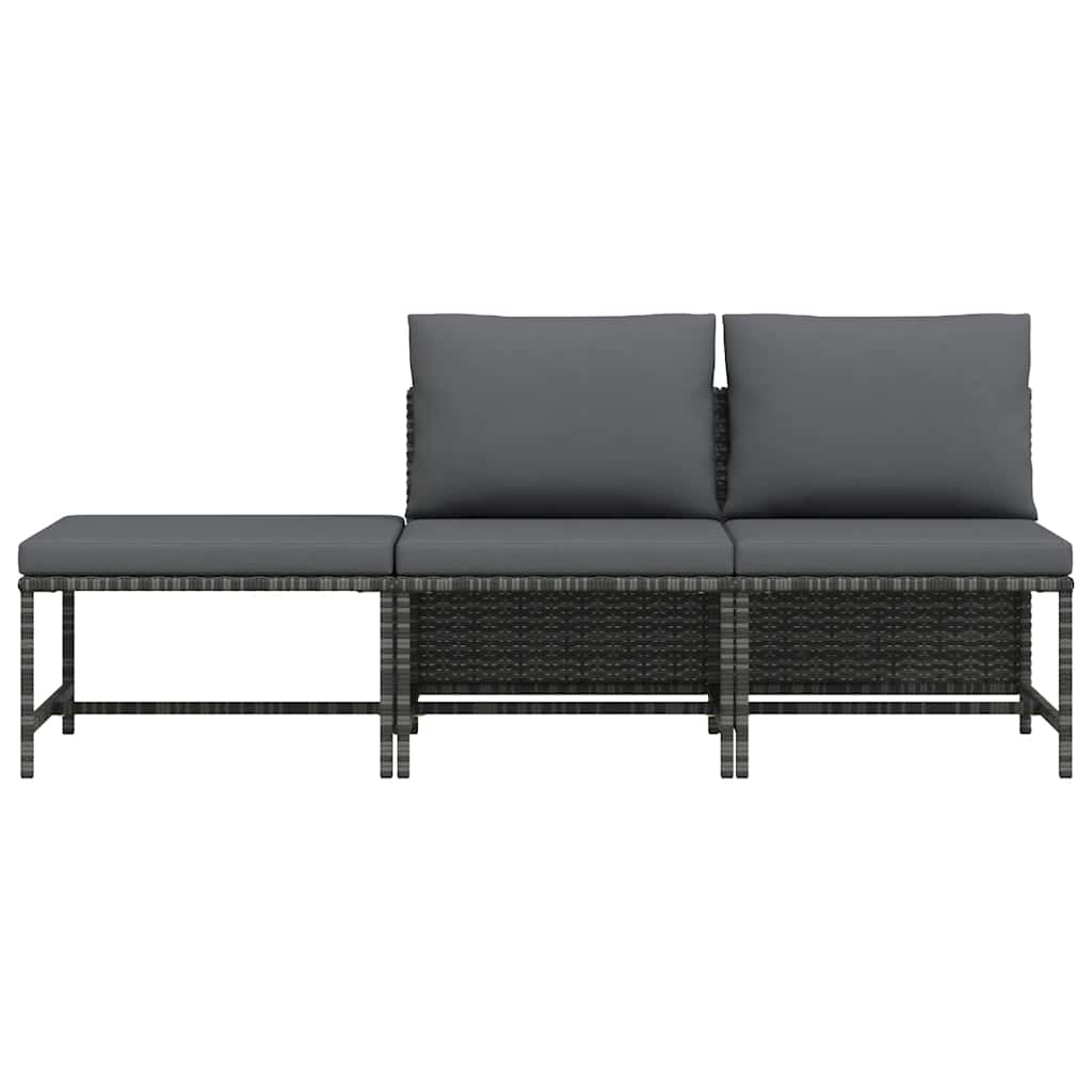 Garden Sofa Set Gray PE rattan, steel Compact Modular