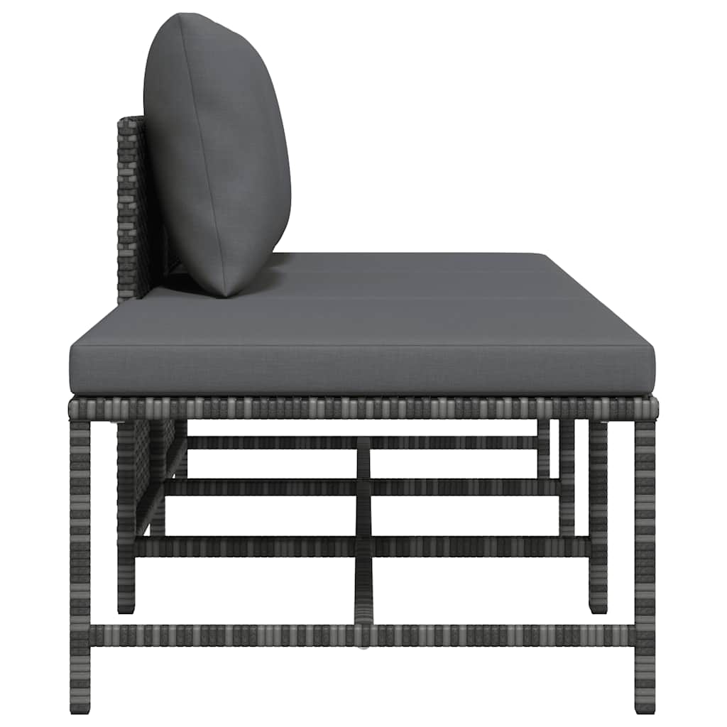 Garden Sofa Set Gray PE rattan, steel Compact Modular
