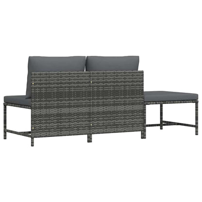 Garden Sofa Set Gray PE rattan, steel Compact Modular