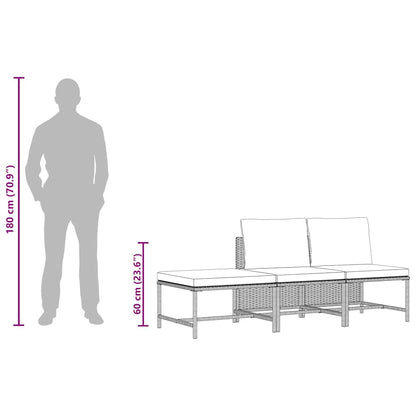 Garden Sofa Set Gray PE rattan, steel Compact Modular