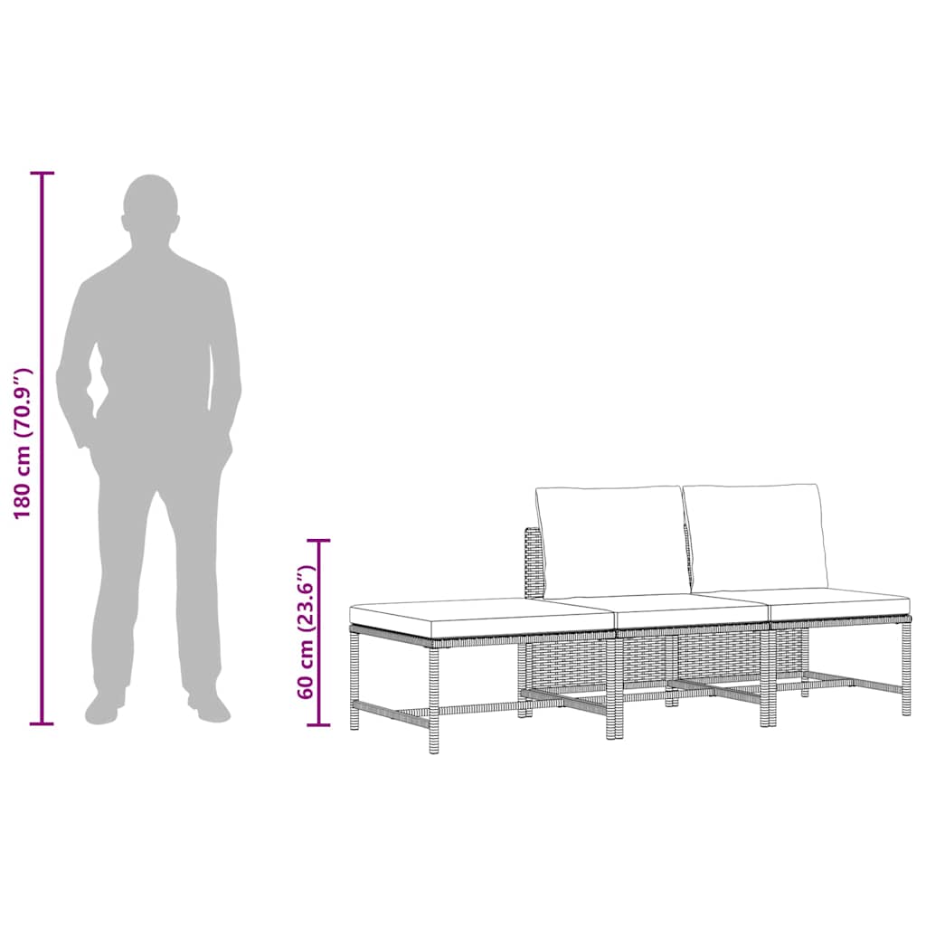 Garden Sofa Set Gray PE rattan, steel Compact Modular
