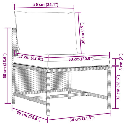 Middle Sofa Black PE rattan, powder-coated steel Medium Modular