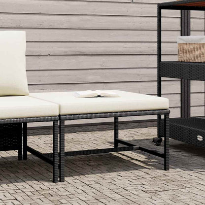 Footrest Black, Cream White PE rattan, Steel Medium Footrest