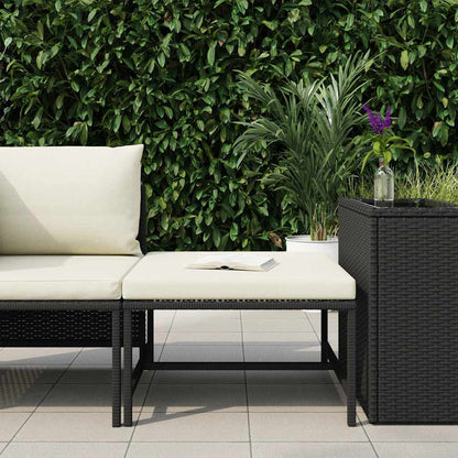 Footrest Black, Cream White PE rattan, Steel Medium Footrest