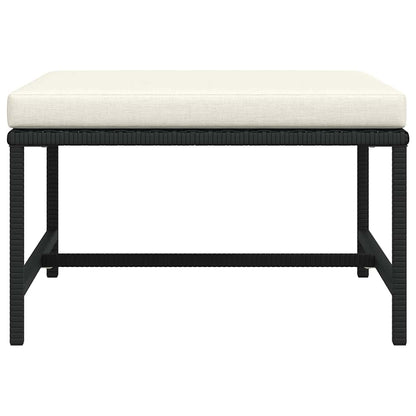Footrest Black, Cream White PE rattan, Steel Medium Footrest