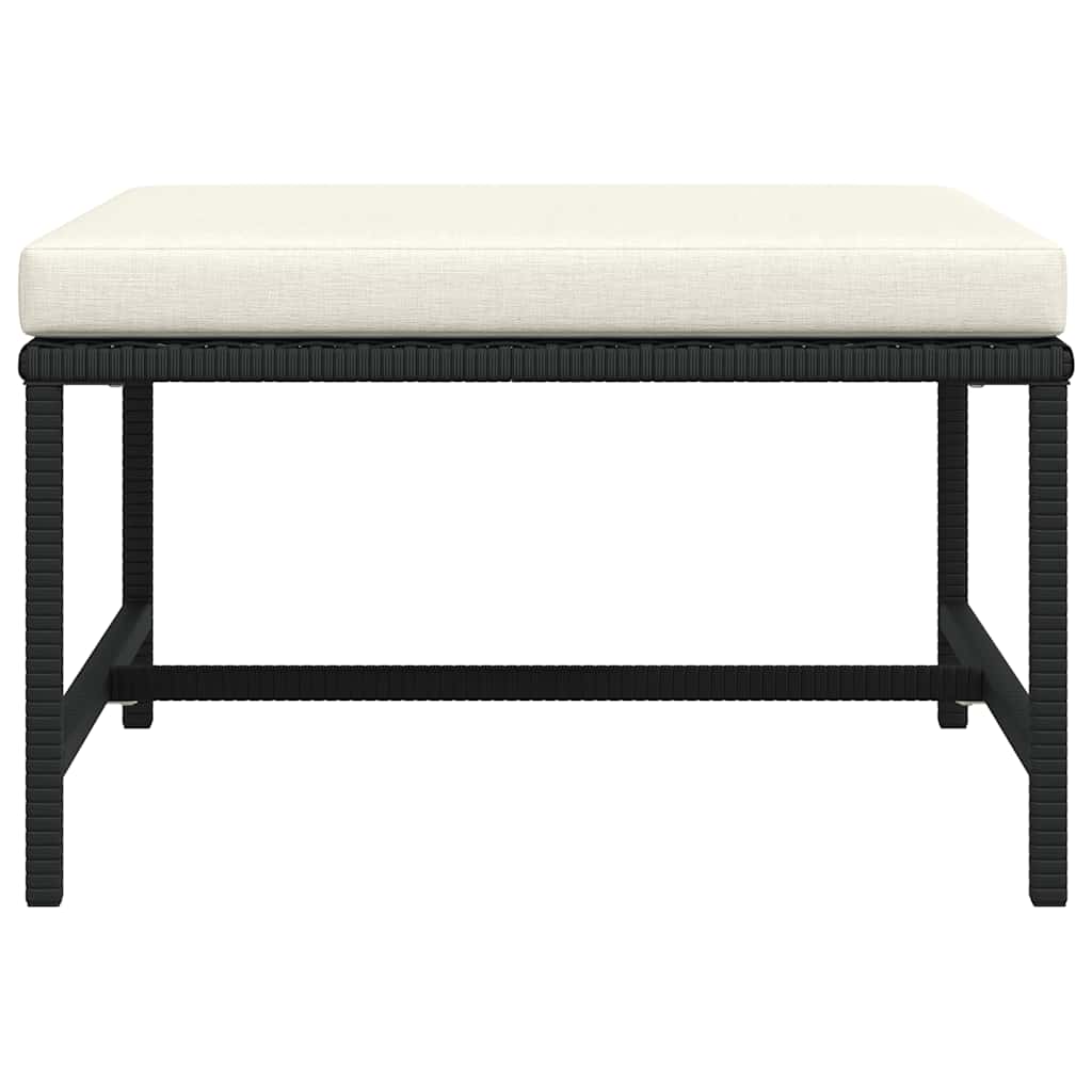 Footrest Black, Cream White PE rattan, Steel Medium Footrest