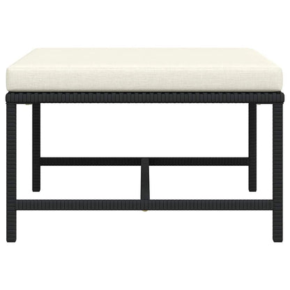 Footrest Black, Cream White PE rattan, Steel Medium Footrest