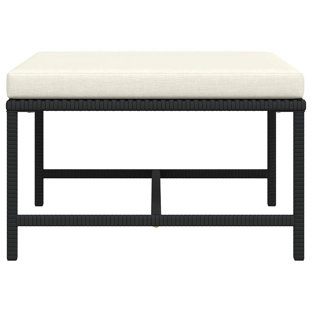 Footrest Black, Cream White PE rattan, Steel Medium Footrest