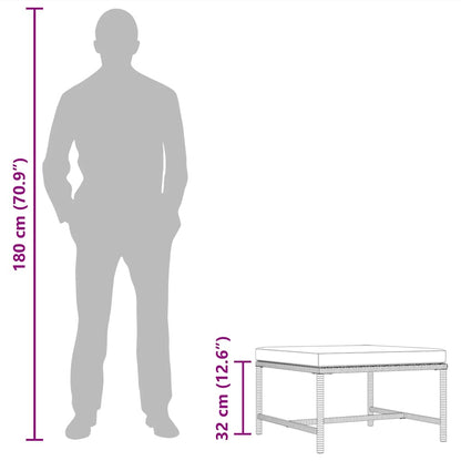 Footrest Black, Cream White PE rattan, Steel Medium Footrest