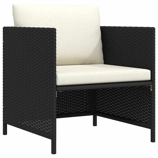 Garden Sofa Black PE Rattan, steel, polyester 23.6 x 23.6 x 23.6 in
