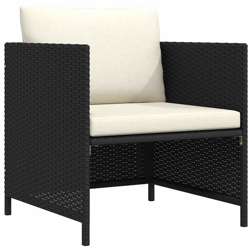 Garden Sofa Black PE Rattan, steel, polyester 23.6 x 23.6 x 23.6 in