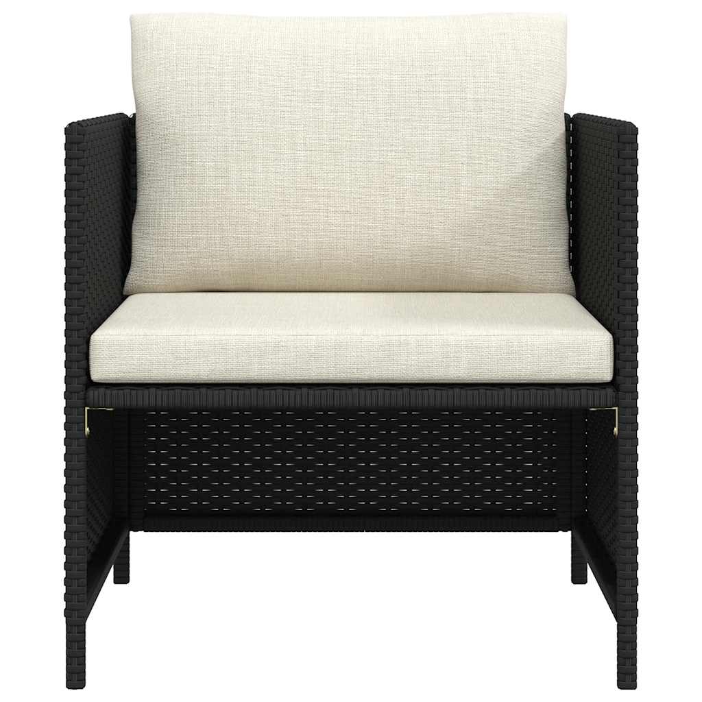 Garden Sofa Black PE Rattan, steel, polyester 23.6 x 23.6 x 23.6 in