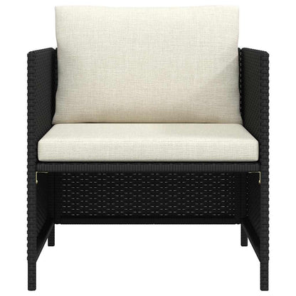 Garden Sofa Black PE Rattan, steel, polyester 23.6 x 23.6 x 23.6 in