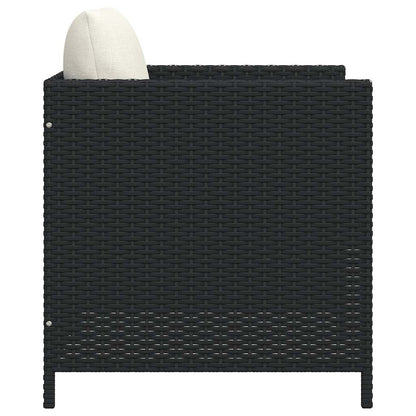 Garden Sofa Black PE Rattan, steel, polyester 23.6 x 23.6 x 23.6 in