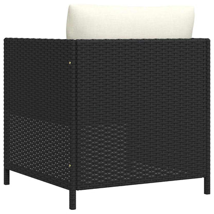 Garden Sofa Black PE Rattan, steel, polyester 23.6 x 23.6 x 23.6 in