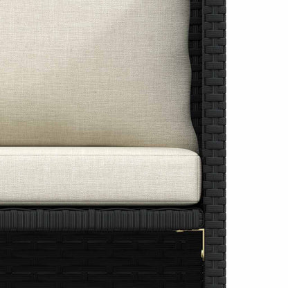 Garden Sofa Black PE Rattan, steel, polyester 23.6 x 23.6 x 23.6 in