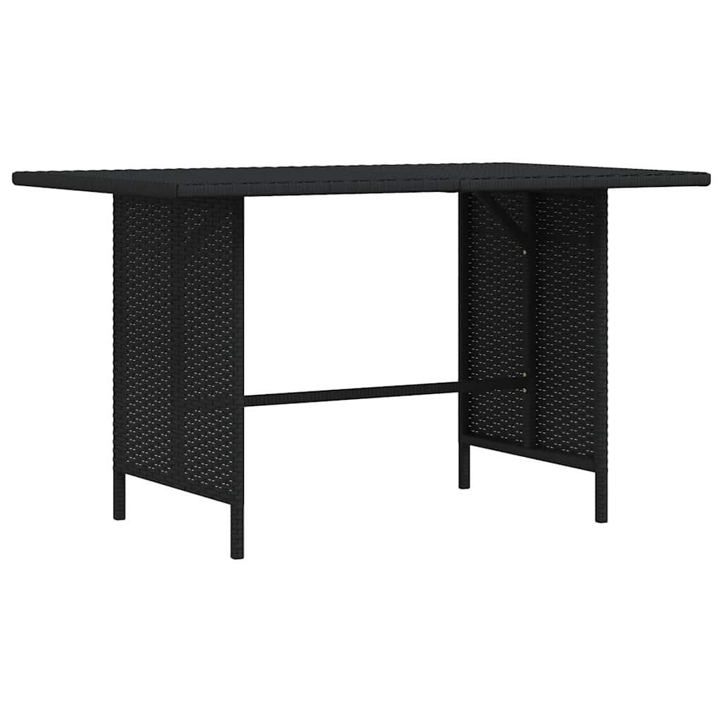 Dining Table Black PE rattan, Powder-Coated Steel Medium Durable