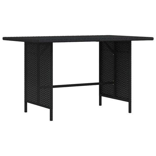 Dining Table Black PE rattan, Powder-Coated Steel Medium Durable