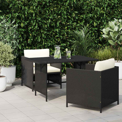 Dining Table Black PE rattan, Powder-Coated Steel Medium Durable