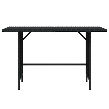 Dining Table Black PE rattan, Powder-Coated Steel Medium Durable