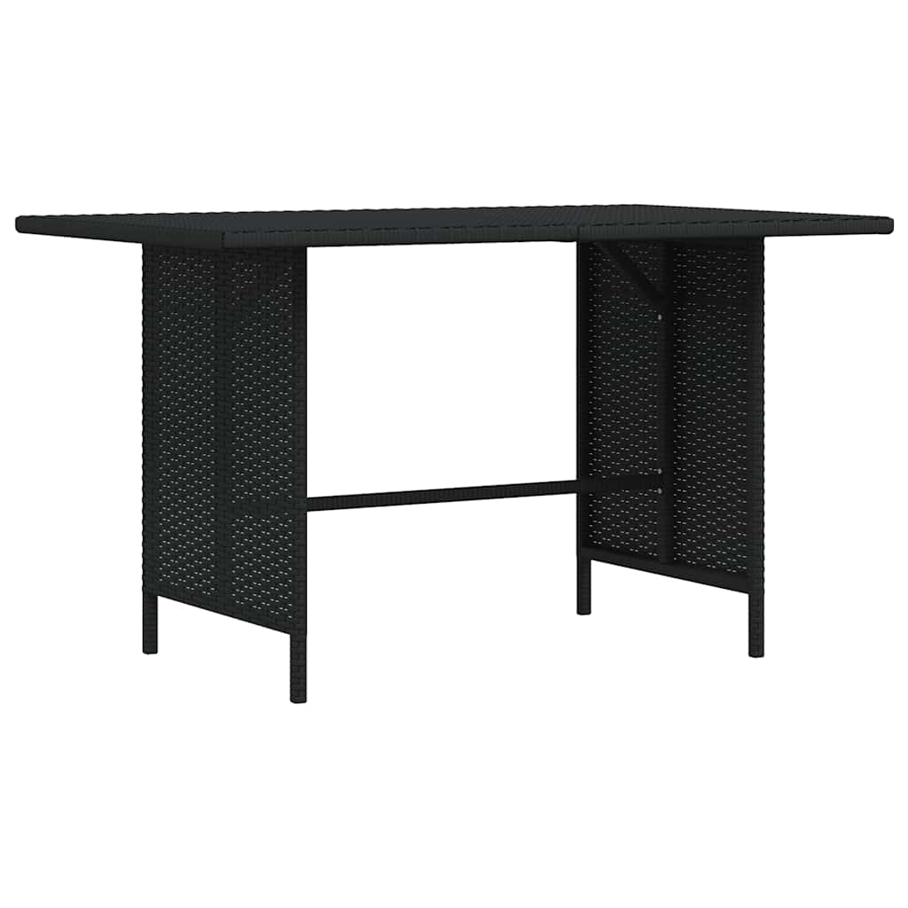 Dining Table Black PE rattan, Powder-Coated Steel Medium Durable