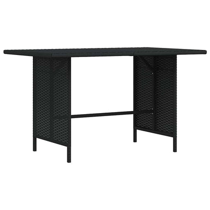 Dining Table Black PE rattan, Powder-Coated Steel Medium Durable