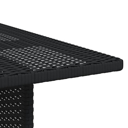 Dining Table Black PE rattan, Powder-Coated Steel Medium Durable