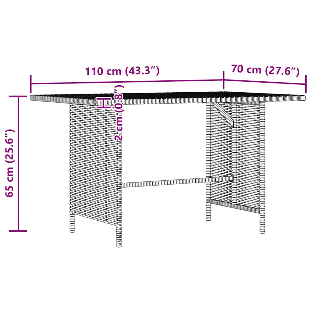 Dining Table Black PE rattan, Powder-Coated Steel Medium Durable