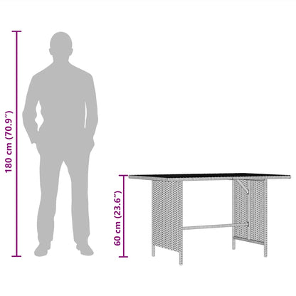 Dining Table Black PE rattan, Powder-Coated Steel Medium Durable