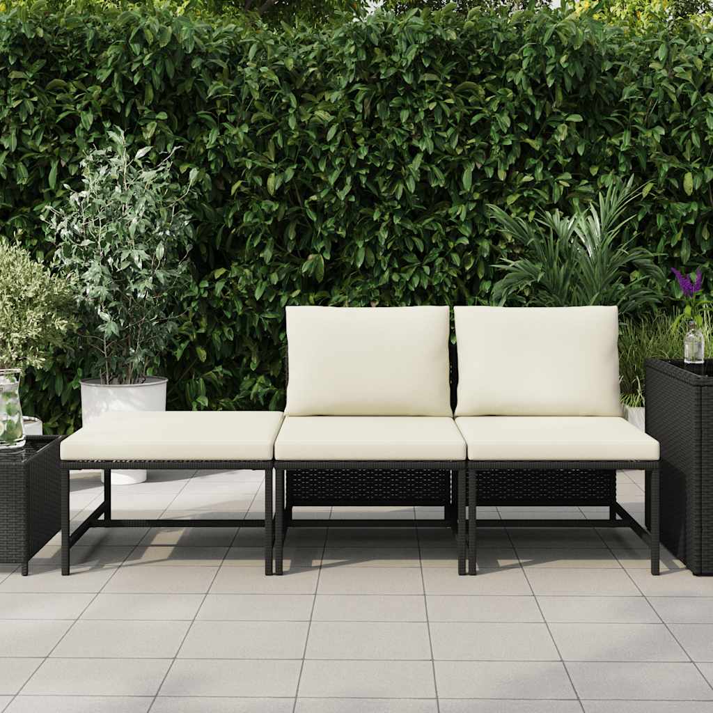 Garden Sofa Set Black, Cream White