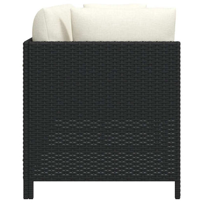 Patio Sofa Black PE Rattan 4-seater Removable Covers Square