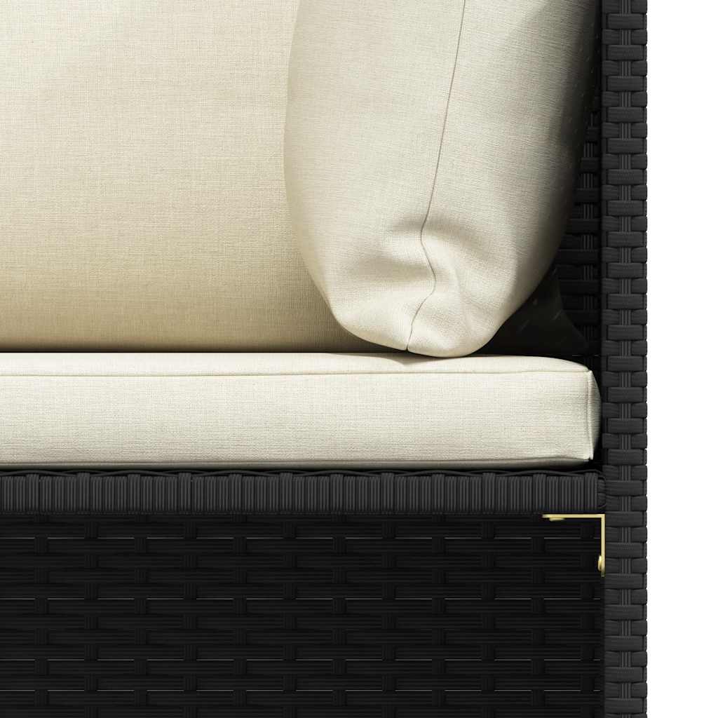 Patio Sofa Black PE Rattan 4-seater Removable Covers Square