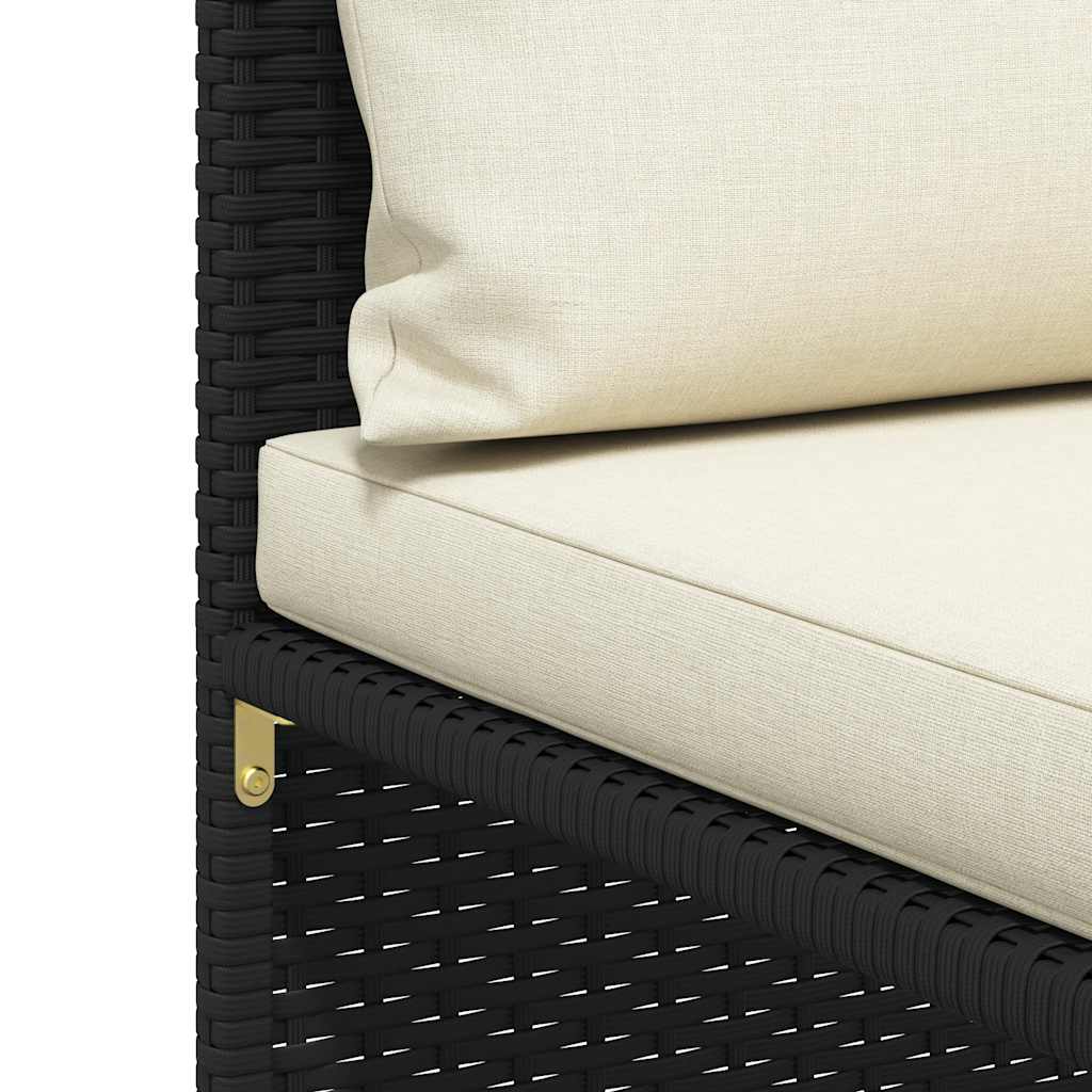Patio Sofa Black PE Rattan 4-seater Removable Covers Square
